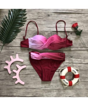 Swimwear Women Bathing Suit- Bikini Set 2 Piece Gradient Beachwear Swimsuit with Padded - S - CR18YZ88O0G $14.28-Sets