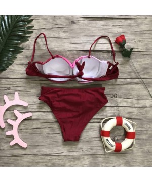 Swimwear Women Bathing Suit- Bikini Set 2 Piece Gradient Beachwear Swimsuit with Padded - S - CR18YZ88O0G $14.28-Sets