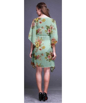 Short Caftan Midi Dress Beach Swimwear Cover up Womens Kaftan - Pastel Mint - CK18TXZO0ZW $30.51-Cover-Ups