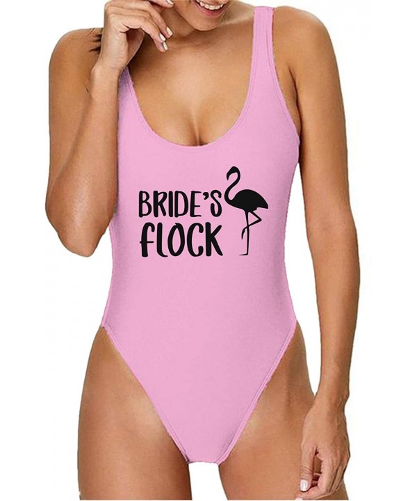 Women's One Piece Swimsuit High Cut Bikini Bathing Suits for Women - Light Pink - Bride's Flock - CP18Y3UX6RY $15.81-One-Pieces