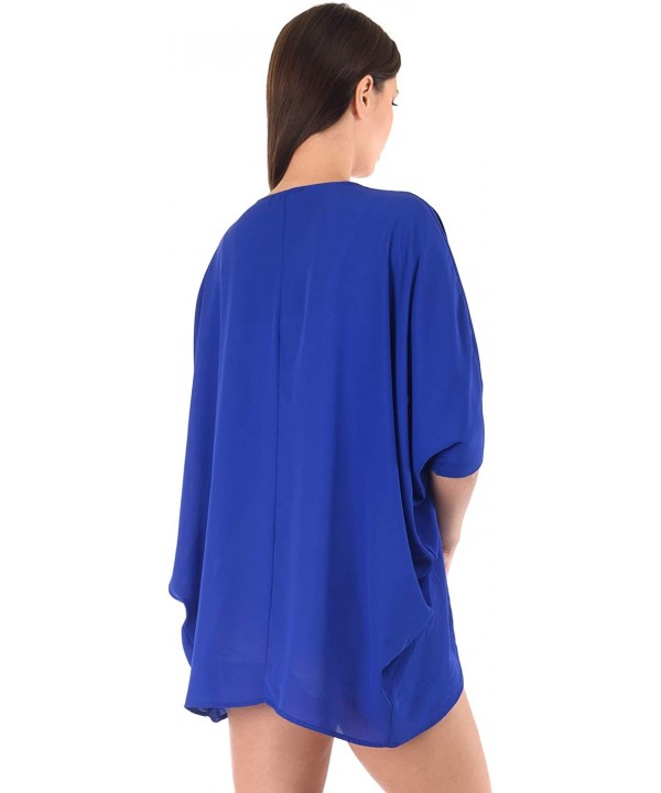 Women's Solid Chiffon Kimono Cardigan Swimwear Cover-Ups (Size S - 5X) - Royal - C918UZMU65X $22.04-Cover-Ups