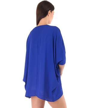 Women's Solid Chiffon Kimono Cardigan Swimwear Cover-Ups (Size S - 5X) - Royal - C918UZMU65X $22.04-Cover-Ups