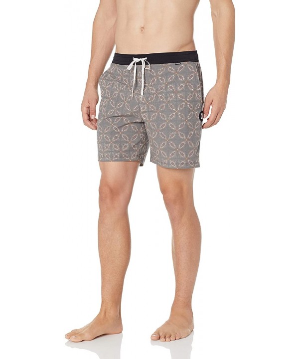 Men's Printed 17" Volley Swim Short - Black - C918H4M962Z $31.37-Trunks