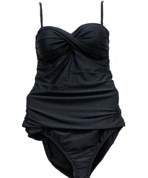 2Bamboo Women's Tankini Swim Two Piece Set (S 6-8- Black) - NEW - CJ18H7XO63N $17.85-Tankinis