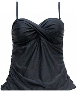 2Bamboo Women's Tankini Swim Two Piece Set (S 6-8- Black) - NEW - CJ18H7XO63N $17.85-Tankinis