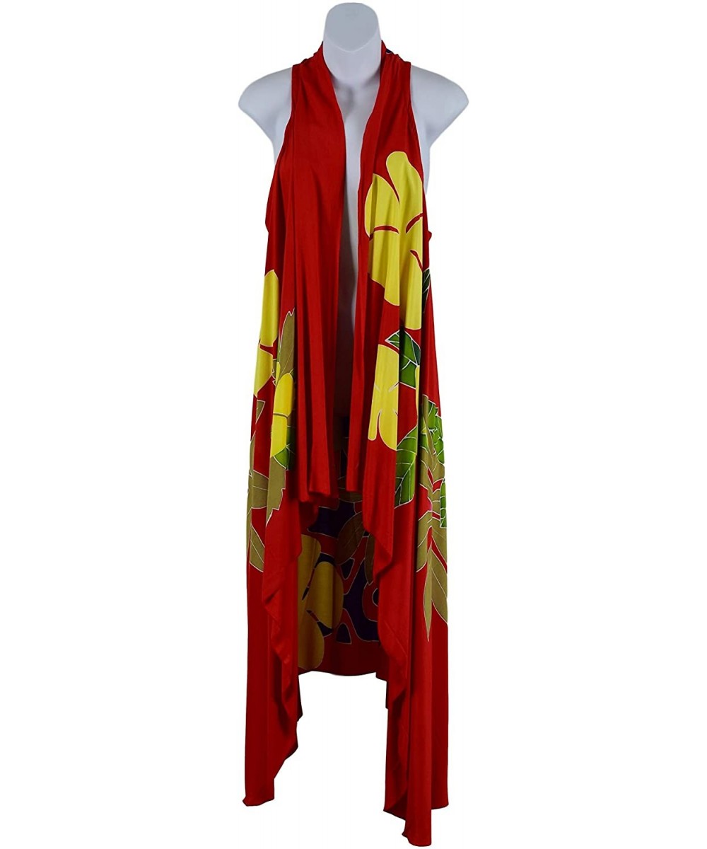 Magic Sarong - Cover Up - Kimono Vest - Handpainted Red - CM19DMNLCIK $24.72-Cover-Ups