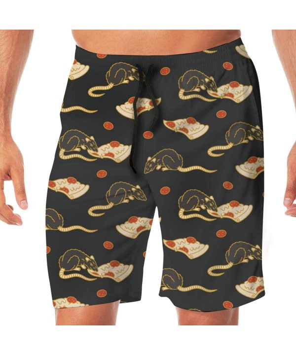 Tennis Ball and Racket Beach Board Shorts Quick Dry Drawstring Swim Trunks - Pizza Rat - CW19C5RWEUR $28.70-Board Shorts