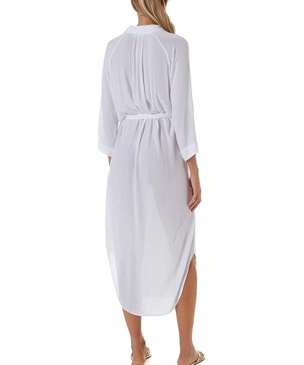 Women's Swimwear Turkish Kaftans Swimsuit Cover up Caftan Beach Long Dress - White - CM19GDEDZS2 $18.60-Cover-Ups