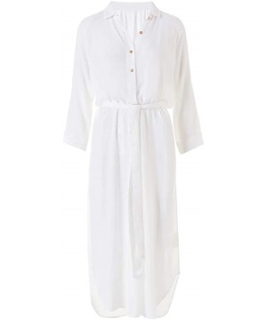 Women's Swimwear Turkish Kaftans Swimsuit Cover up Caftan Beach Long Dress - White - CM19GDEDZS2 $18.60-Cover-Ups