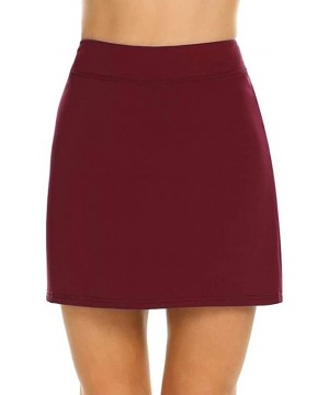 Women's Activewear Performance Skort Lightweight Skirt for Running Tennis Golf Sport - Wine - C81905ON9ZT $11.24-Rash Guards