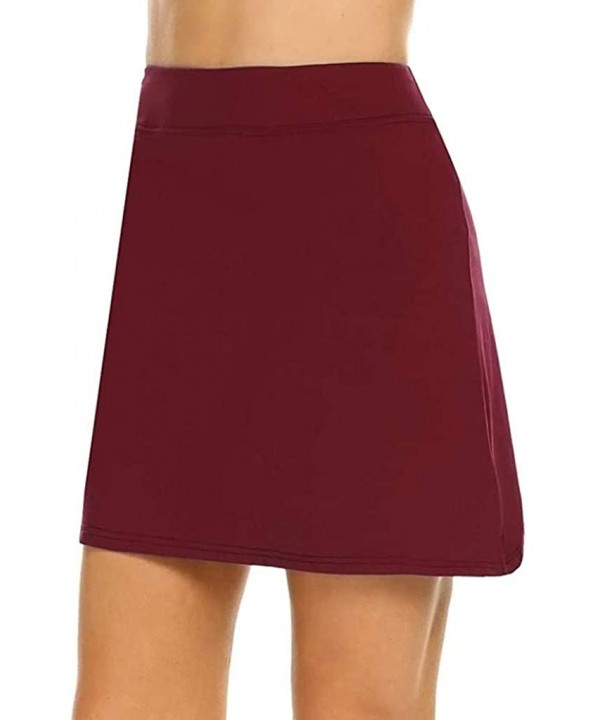 Women's Activewear Performance Skort Lightweight Skirt for Running Tennis Golf Sport - Wine - C81905ON9ZT $11.24-Rash Guards