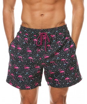 Men's Swim Trunks Quick Dry Beach Shorts Bathing Suit with Swimwear Mesh Lining - Flamingo - CL180QY5G2K $18.05-Board Shorts