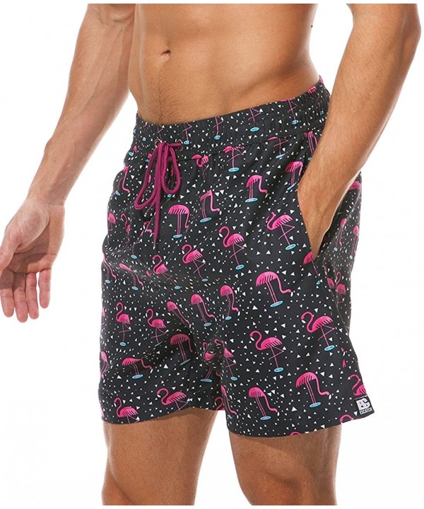 Men's Swim Trunks Quick Dry Beach Shorts Bathing Suit with Swimwear Mesh Lining - Flamingo - CL180QY5G2K $18.05-Board Shorts