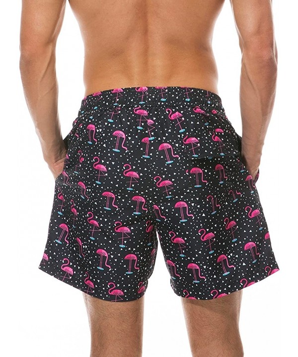 Men's Swim Trunks Quick Dry Beach Shorts Bathing Suit with Swimwear Mesh Lining - Flamingo - CL180QY5G2K $18.05-Board Shorts