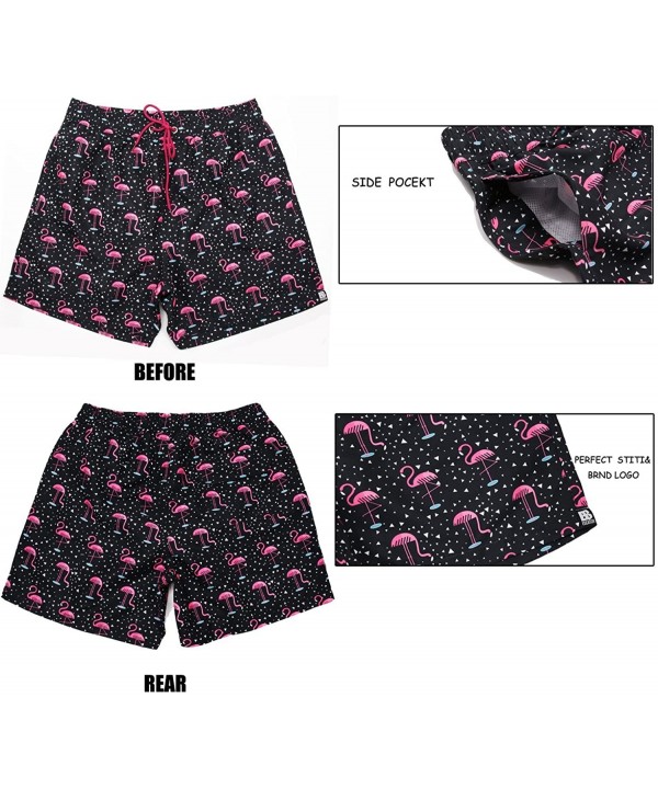 Men's Swim Trunks Quick Dry Beach Shorts Bathing Suit with Swimwear Mesh Lining - Flamingo - CL180QY5G2K $18.05-Board Shorts