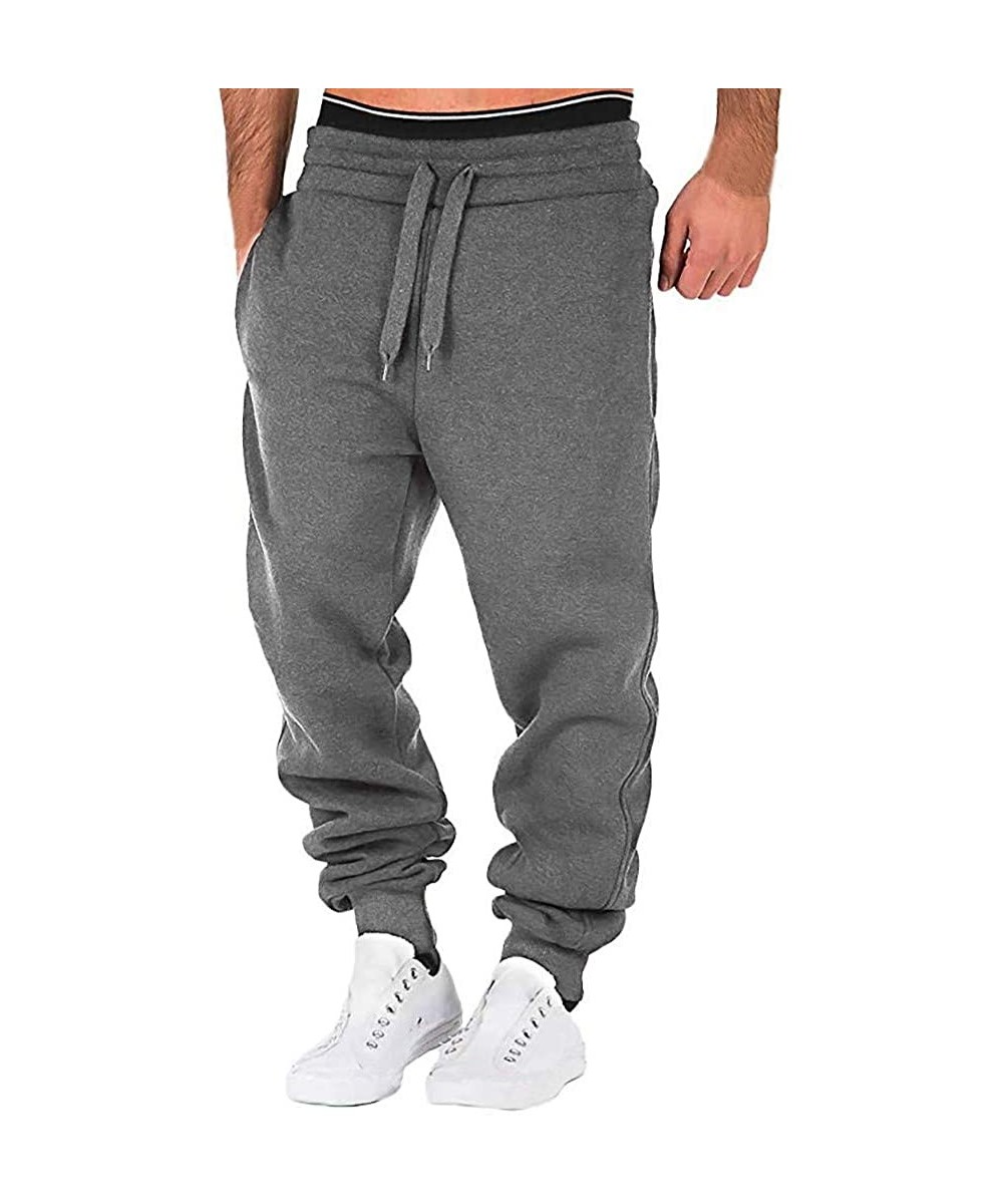 Men's Gym Jogger Pants Loose Fit Casual Workout Running Chino Trousers Sweatpants - Dark Grey - CC196UQ4ZHA $13.04-Racing