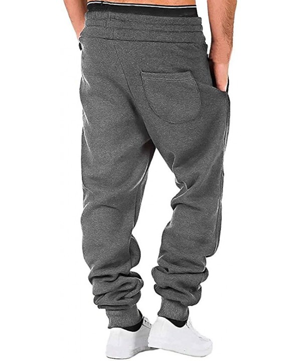 Men's Gym Jogger Pants Loose Fit Casual Workout Running Chino Trousers Sweatpants - Dark Grey - CC196UQ4ZHA $13.04-Racing