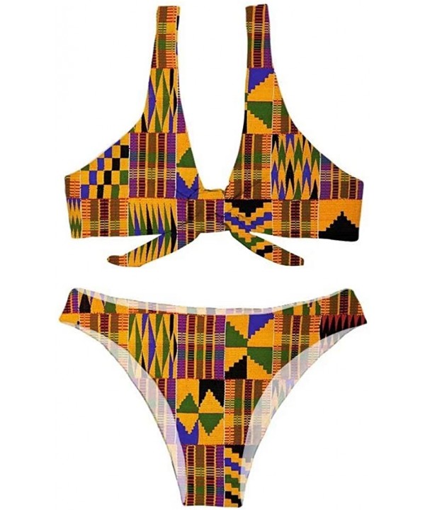 Women Swimsuit Sexy V Neck One Piece Bikini Set (2 Sizes Smaller Than Standard) - Pattern 3 - CZ18R3YRCGE $24.94-One-Pieces