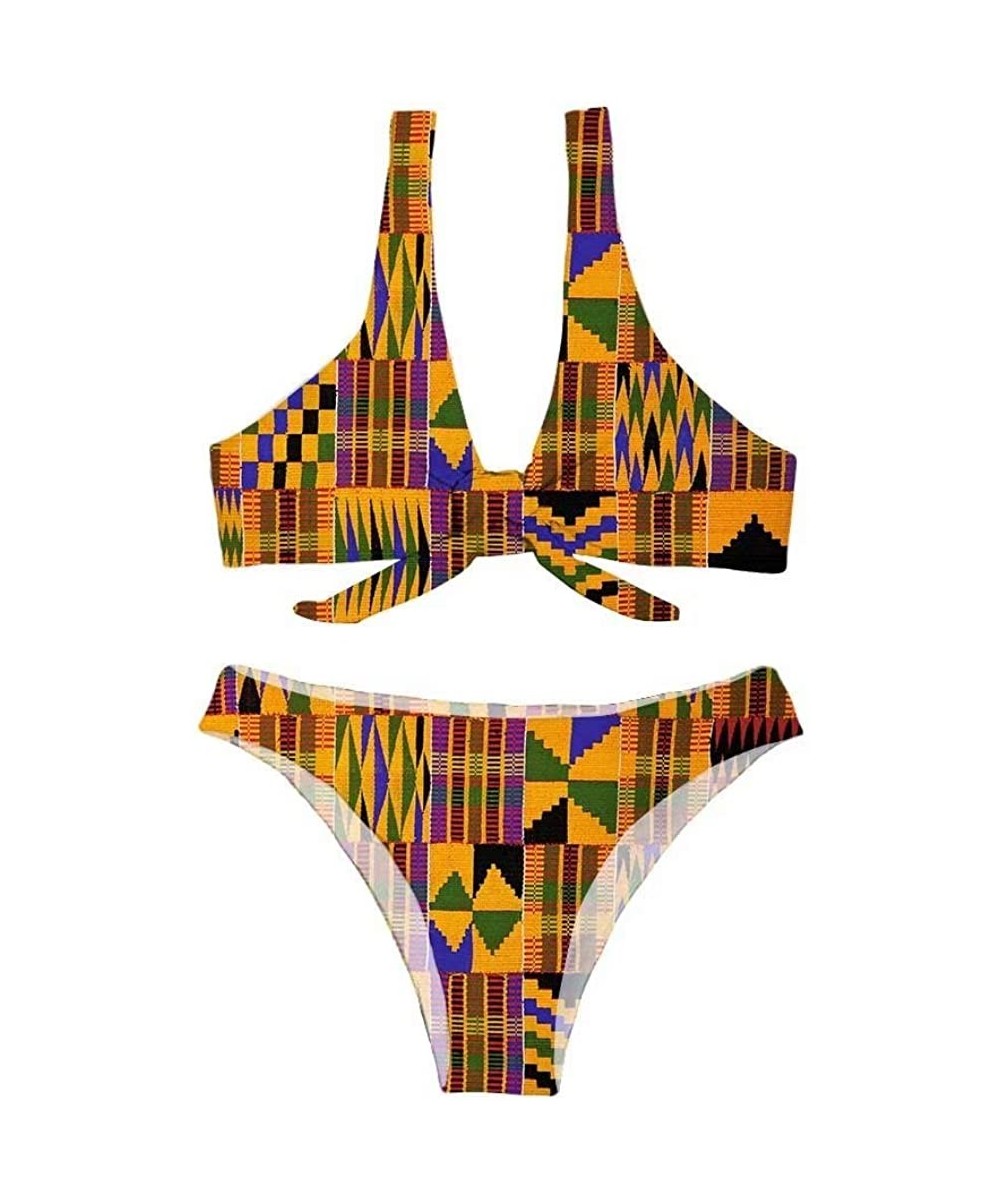 Women Swimsuit Sexy V Neck One Piece Bikini Set (2 Sizes Smaller Than Standard) - Pattern 3 - CZ18R3YRCGE $24.94-One-Pieces