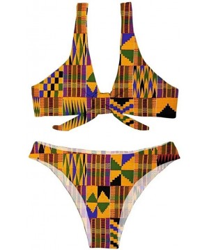 Women Swimsuit Sexy V Neck One Piece Bikini Set (2 Sizes Smaller Than Standard) - Pattern 3 - CZ18R3YRCGE $24.94-One-Pieces