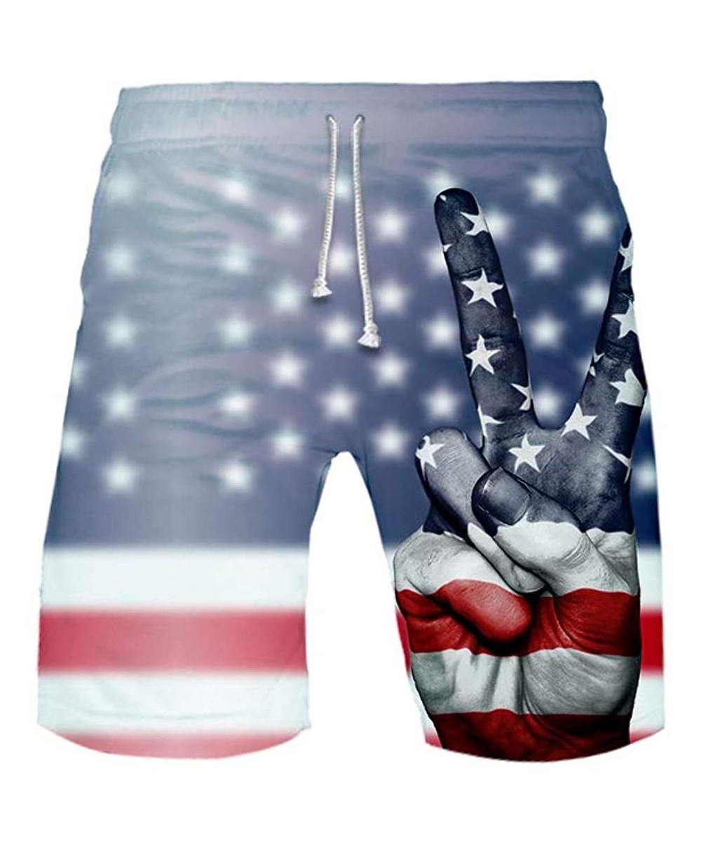 Men USA Flag Swim Trunks 3D Printed Surfing Beach Board Shorts - Flag-07 - CH18UNASO0O $16.16-Board Shorts