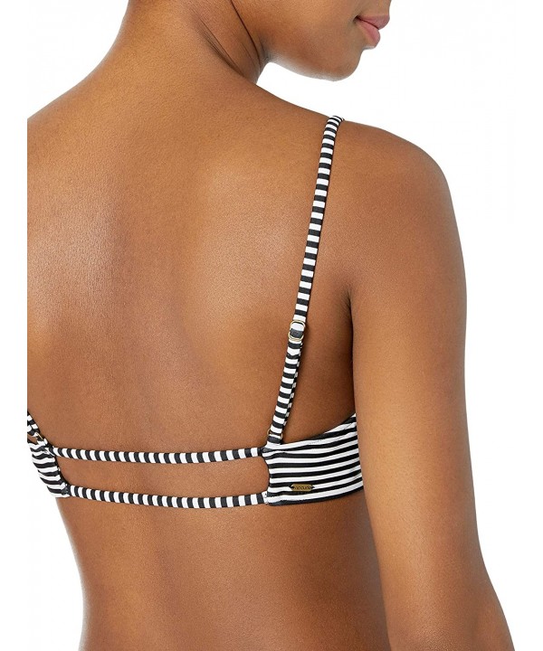 Women's Junior's Classic Surf Cross Back Bralette Bikini Top Swim Suit - Stripe 4k - CL183408K24 $30.45-Tops