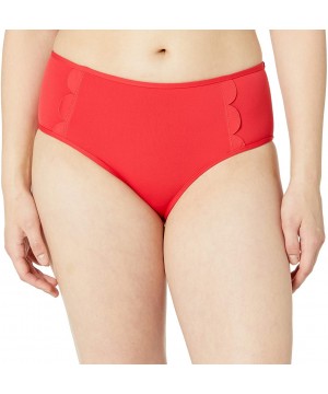 Women's Petal Edge Mid Rise Bikini Bottom Swimsuit - Seafolly Chili - C018TD7I308 $32.62-Tankinis