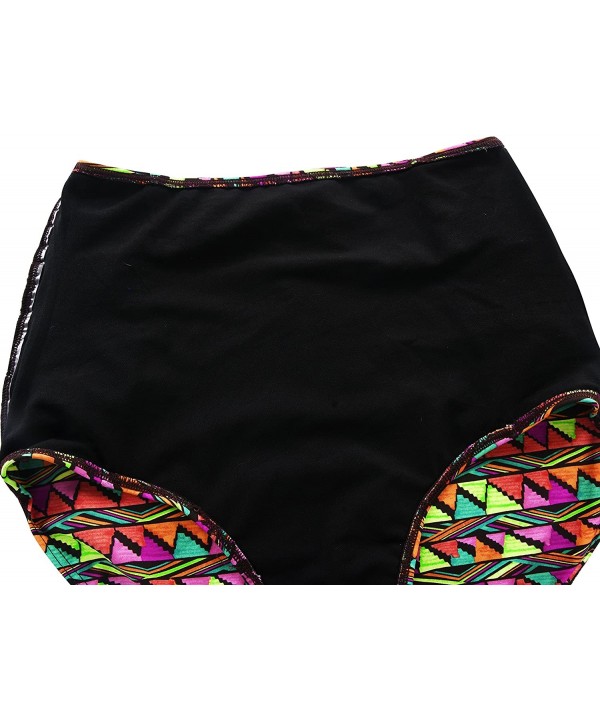 Women's Vintage High Waisted Bikini Bottom Shirred Tankini Briefs - Colorful Triangle - CC18G793AMC $16.73-Tankinis