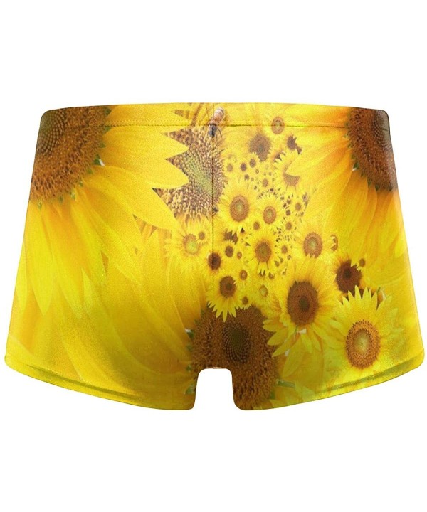 Sunflower Flower Men's Swimwear Sexy Low Waist Boxer Swimsuit Surfboard Boxer Shorts - Black - CR19DYR86II $30.60-Briefs