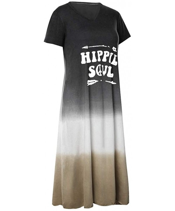 Casual Maxi Short Sleeve Split Tie Dye Long Dress - Black-2 - CO18W00TKRH $20.06-Cover-Ups