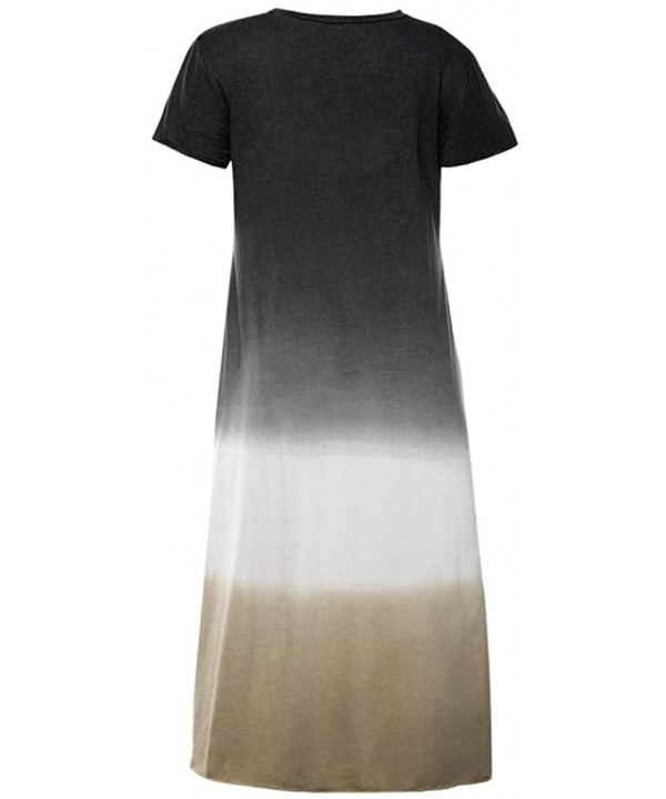 Casual Maxi Short Sleeve Split Tie Dye Long Dress - Black-2 - CO18W00TKRH $20.06-Cover-Ups