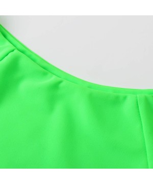 Women's Bandeau Bikini High Waist Swimsuit 2 Pieces Strapless Swimwear - Green-neon - C818AMT82D3 $19.61-Sets