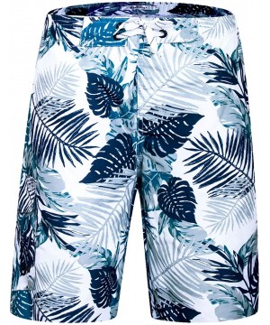 Men's Swim Trunks Quick Dry Board Shorts Beach Holiday Bathing Suit Print Swimwear - 18 Leaf - CU18GUEM6XE $20.54-Board Shorts