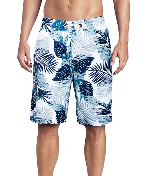 Men's Swim Trunks Quick Dry Board Shorts Beach Holiday Bathing Suit Print Swimwear - 18 Leaf - CU18GUEM6XE $20.54-Board Shorts