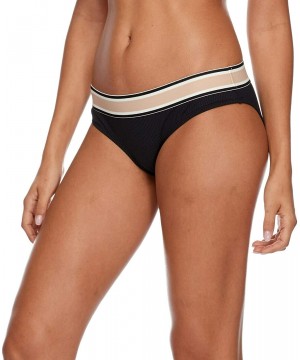 Women's Hipster Bikini Bottom Swimsuit - Corallina Black So Soft Rib - CK18I9WWNO6 $28.35-Tankinis