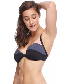 Women's Hilary D- Dd- E- F Cup Underwire Bikini Top Swimsuit - Tzigane Color Block Print - CD18Z0655H5 $30.17-Tops