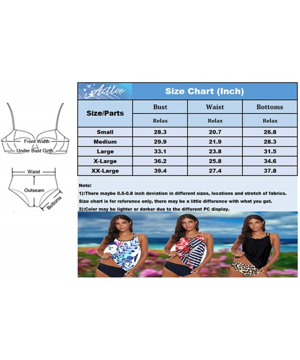 Womens Swimsuits Blouson Printed Tankini Top with Bikini Bottom Two Piece Bathing Suits - White - CZ195KQI0Y3 $20.72-Tankinis