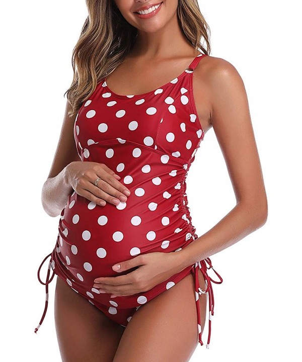 Women Maternity Swimsuit Plus Size Two Piece Pregnant Bathing Suits - Red Polka Dot - C318T4XGG6W $20.63-One-Pieces