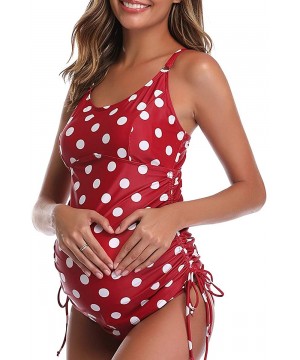 Women Maternity Swimsuit Plus Size Two Piece Pregnant Bathing Suits - Red Polka Dot - C318T4XGG6W $20.63-One-Pieces