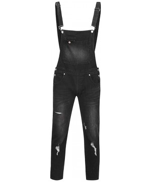 Denim Pants Jumpsuit Casual Sports Streetwear Pocket Suspender Pants Trousers - Dark Gray - CL18RYKWZWH $34.90-Racing