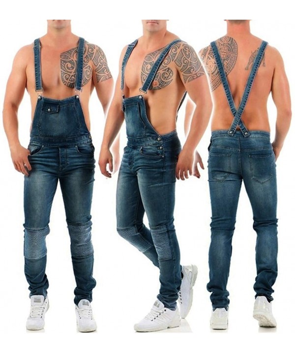 Denim Pants Jumpsuit Casual Sports Streetwear Pocket Suspender Pants Trousers - Dark Gray - CL18RYKWZWH $34.90-Racing