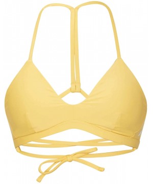 Women's Quick Dry Compression Solid Adjustable Bikini Top - Topaz Gold - CZ18WGWL59S $51.38-Tops