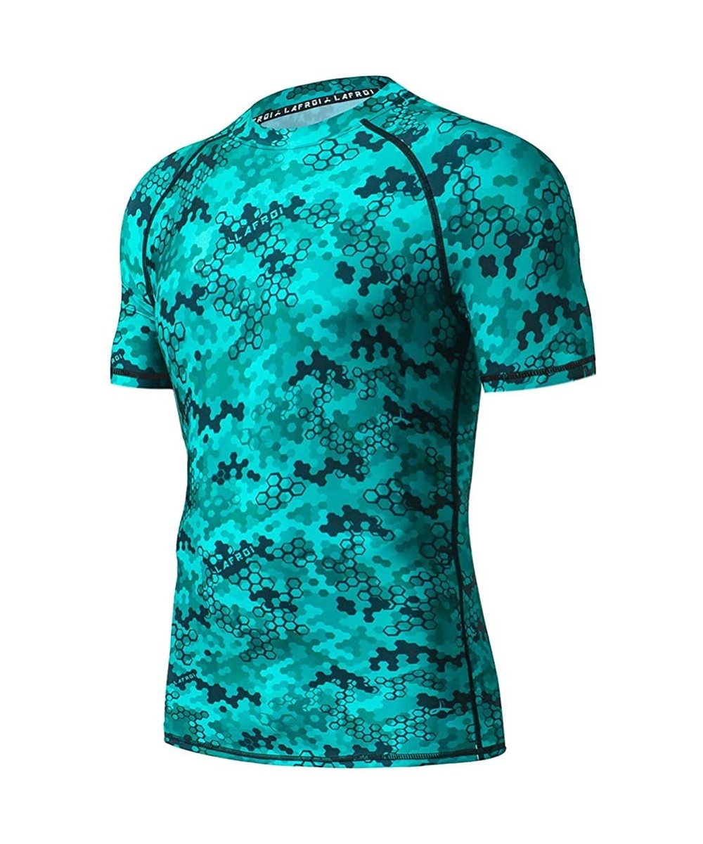 Men's Long Sleeve UPF 50+ Baselayer Skins Performance Fit Compression Rash Guard-CLY02D - Green Hive - C318IL4OM6C $19.43-Ras...