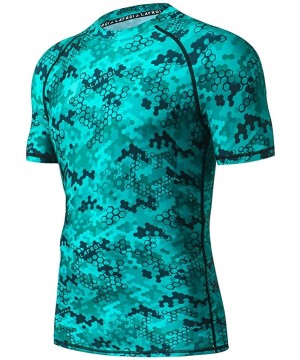 Men's Long Sleeve UPF 50+ Baselayer Skins Performance Fit Compression Rash Guard-CLY02D - Green Hive - C318IL4OM6C $19.43-Ras...