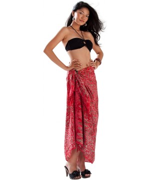 Womens Abstract Swimsuit Cover-Up Sarong in Your Choice of Color - Scrolls Red - CQ18U050OC8 $18.17-Cover-Ups