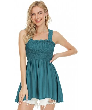 Tube Tops for Women Comfy Cotton Strapless Top - Teal With Straps - CN190ARICQA $15.75-Cover-Ups