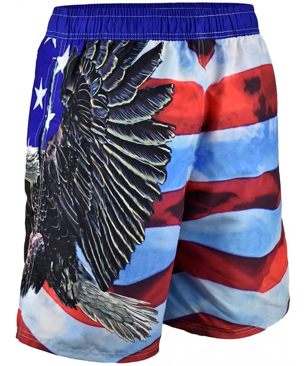 Men's American Flag Board Shorts - Eagle Red - C318SQDTGKI $14.34-Board Shorts