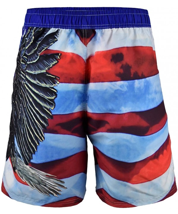 Men's American Flag Board Shorts - Eagle Red - C318SQDTGKI $14.34-Board Shorts