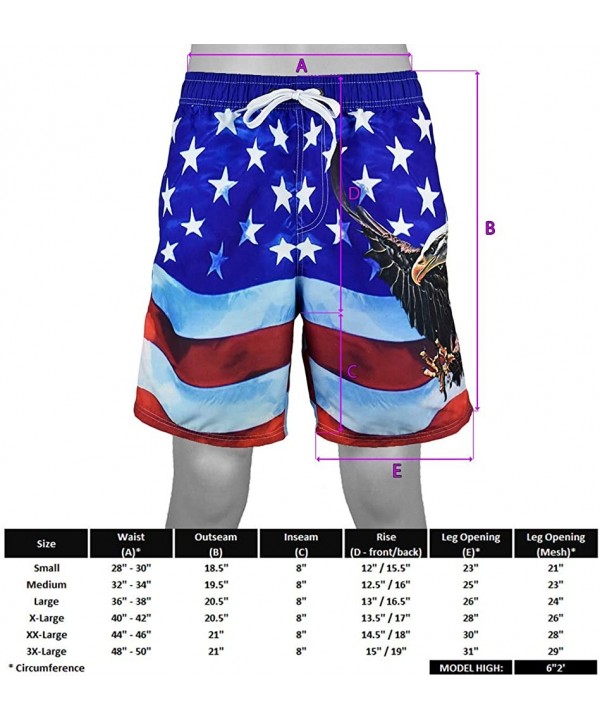 Men's American Flag Board Shorts - Eagle Red - C318SQDTGKI $14.34-Board Shorts