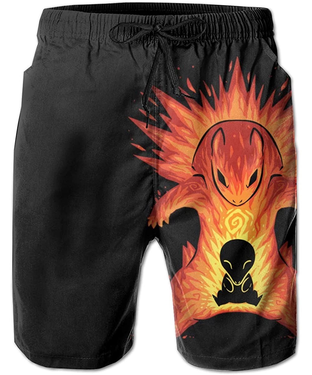 Fire Infernape Man Quick Dry Beach Boardshorts Surf Swim Trunk - Fire Cyndaquil - CZ1977YUANN $32.10-Board Shorts